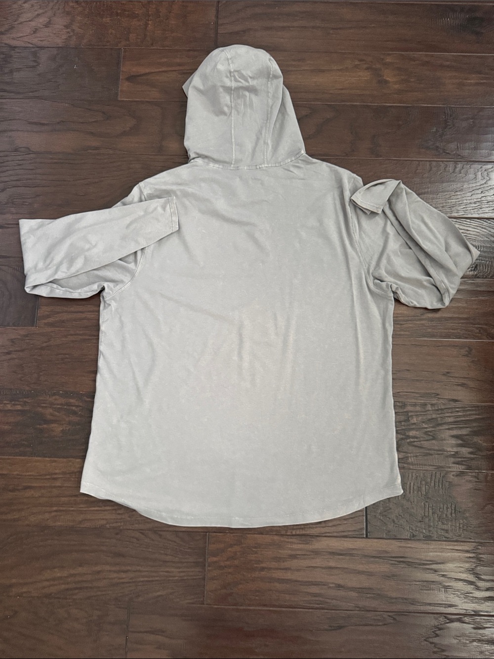 Men's Light Gray Hooded Long-Sleeve Shirt - Picture 6 of 6